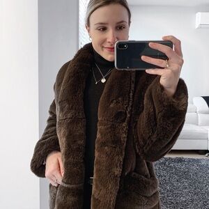 Brown faux fur jacket
